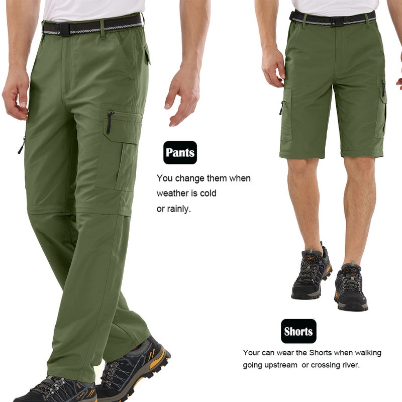 Toomett Hiking Pants for Men boy Scout Convertible Cargo Zip Off Lightweight Quick Dry Breathable Fishing Safari Shorts,6101,Army,36 - Image 5